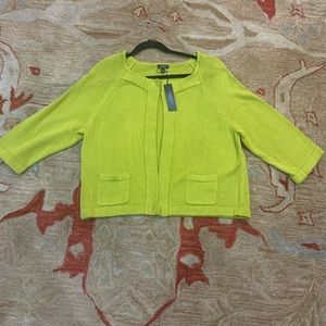 TALBOTS chartreuse/green bolero cardigan sweater size XL